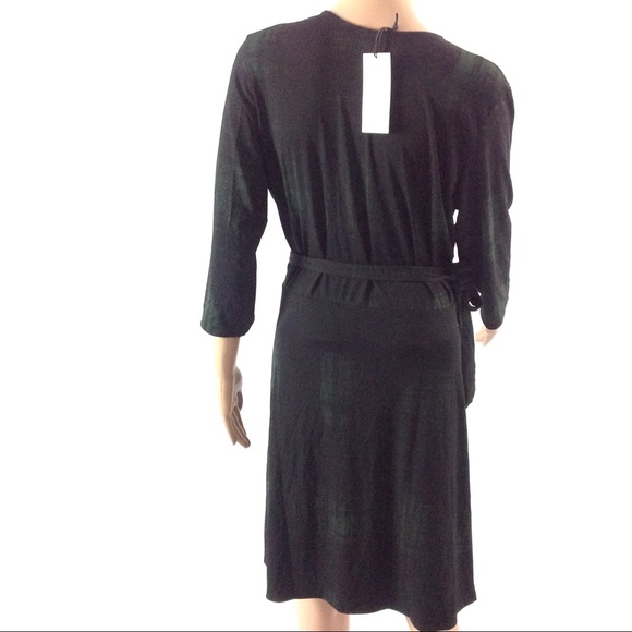 Stitch Fix Leota Womens Fit Flare Dress Belted Green Black Stretch 2XL New - Picture 4 of 6